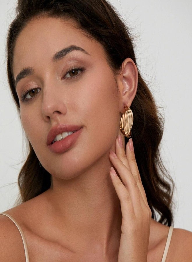 YEEZII Gold Hoop Earrings Set for Women, 18 Pairs Hypoallergenic Chunky Open Pearl Hoops Earring Multipack, Gold Statement Hoop Earrings for Women Trendy Jewelry - Image 5